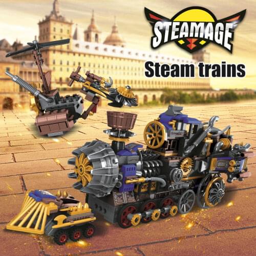 543pcs Toys Sets City The Age Of Steam Trains Building Blocks Creator Military Chariot Car DIY Figures Bricks Toys For Children