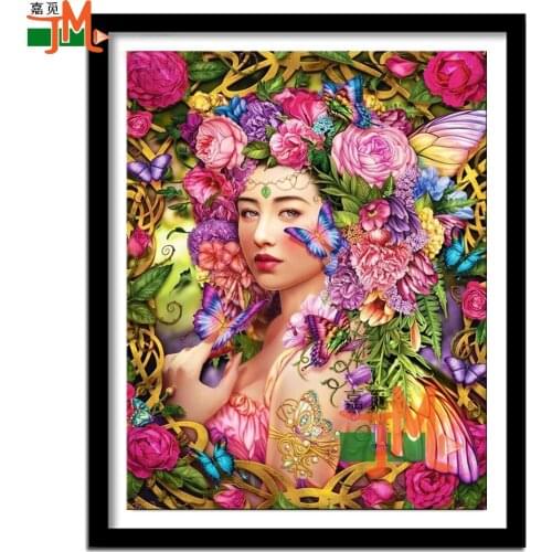 5d diy Diamond Painting Flower Fairy Diamond Mosaic Fantasy Woman Needlework Embroidery Cross Stitch Rhinestone Decor For Home