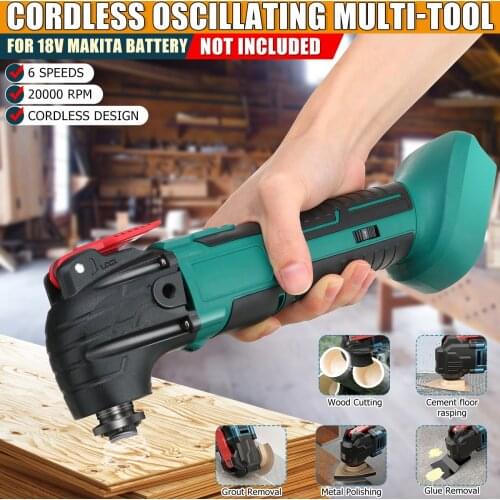 6 Speeds Adjustable Cordless Oscillating Multi Tool Variable Speed Renovator Woodworking Tool For 18V Makita Battery(No Battery)