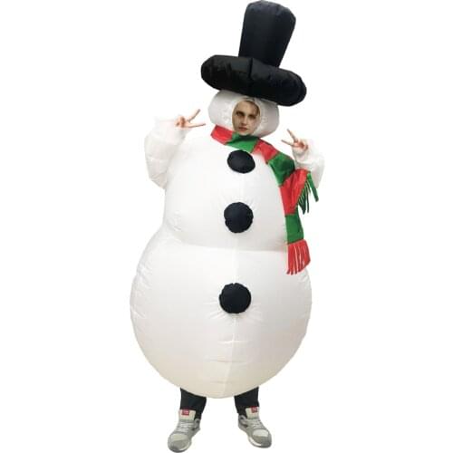 White Snowman Halloween Inflatable Costumes Full Body Mascot Jumpsuit Christmas Festival Party Role Play Disfraz for Adult