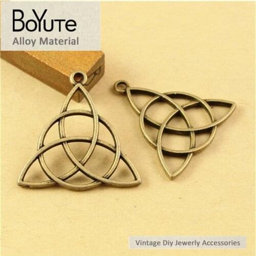 BoYuTe (60 Pieces/Lot) 28*29MM Wholesale Antique Bronze Plated Zinc Alloy Painting Circle Diagram Pendant Diy Jewelry Findings