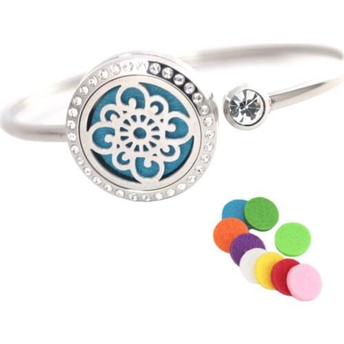 10Pcs Gearwheel Bracelet Bangle Aromatherapy 25mm Magnet Crystal Stainless steel essential oil diffuser locket bracelet
