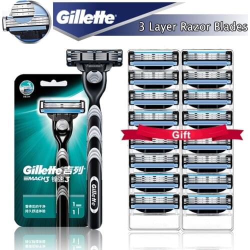 Original Mach3 Gillette Razor Manual Shaving Razor Blade For Men Face Hair Removal 3-Layer Shaver Blade Replacement Blade New