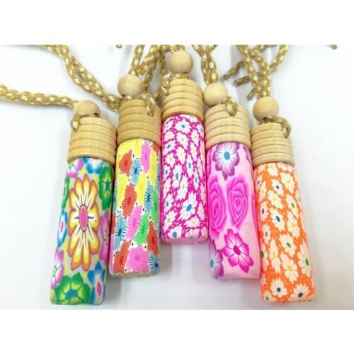 DHL Free 10ML Polymer Clay Perfume Bottle Refillable Empty Hanging Essential Oil Vials Pendant Customized New Brand