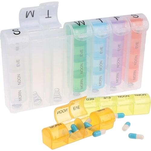 Weekly 7 Days Pill Medicine Box Holder Organizer Weekly 7 Day 28 Slots Pill Storage Box for Medications Supplements Vitamins