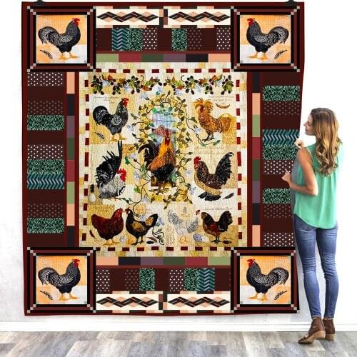 Rooster 3d printed fleece blanket for Beds Hiking Picnic Thick Fashionable Bedspread Sherpa Throw Blanket 08