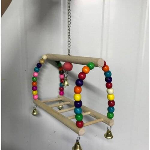 Parrots Toy Colorful Wooden Bead Birds Toy Suspension Bridge Hanging Stair Ladder Swing Climbing Frame Toy For Pet Parrot Bird