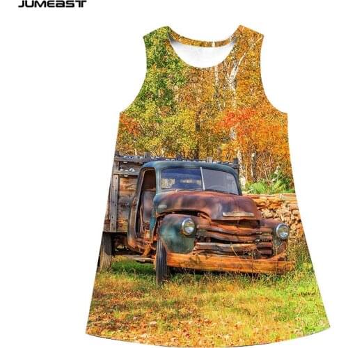 Jumeast Brand Women 3D Printed Dresses Hip Hop New Car Old Tractor Summer Sleeveless Dress Suspender Nightdress