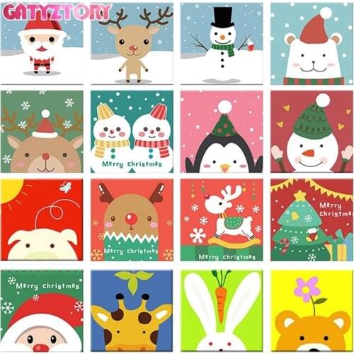 GATYZTORY Painting By Numbers DIY Children Gift Early Education Entertainment 20x20cm Framed Acrylic Paint Hand-painted Cartoon