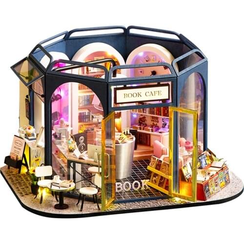 Doll House Furniture Wooden Miniature DIY Kit with Dust Cover Assemble Crafts Toy Best Birthday Gift For Children Girl