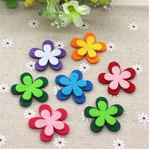 Mix Colors 30pcs/lot Handmade Cute Flower Patches Felt Accessories for DIY Scrapbooking,33mm