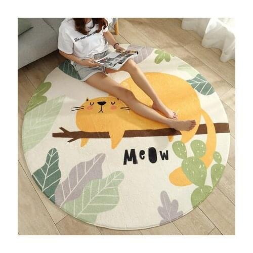 Cartoon Round Cat Carpet Girls Bedroom Plush Soft Non-slip Mat