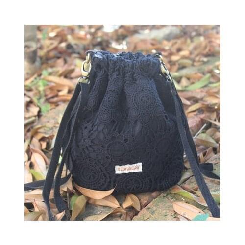 New Lace Bucket Bag Diagonal Small Bag Small Fresh Shoulder Diagonal Handbag Drawstring Female Bag