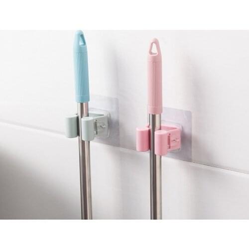 New Wall Mounted Mop Holder Brush Broom Hanger Storage Rack Bathroom Organizer Accessory Hanging Pipe Hooks Products For Kitchen