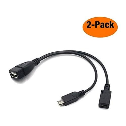 NUOLIANXIN 2-in-1 Micro USB to USB Adapter (OTG Cable + Power Cable) - 2 Pack