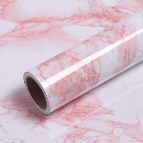 Wokhome Pink Marble Wallpaper Stick and Peel Self Adhesive Removable Waterproof Wall Covering Table Countertop Cabinet Drawer