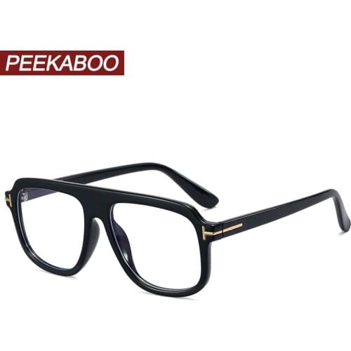 Peekaboo big frame glasses for men square fashion accessories clear lens optical glasses frame women transparent black gifts