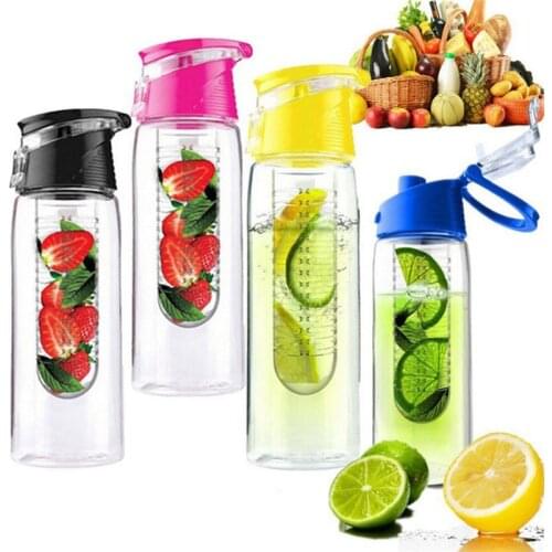 800ML Portable fruit Infuser Water bottle Kids Outdoor Sports Lemon Juice Bottle Flip Lid for kitchen table Camping travel