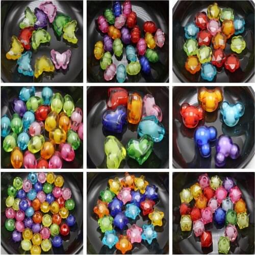 Mixed Color Acrylic Faceted Charm Beads "Bead in Bead" Pick Your Shape