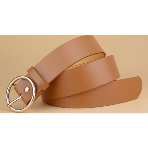 Square Buckle Women Belt Round Belts Simple Vintage Students Waistband PU Adjust Fashion Solid Color Casual No-hole Cummerbunds