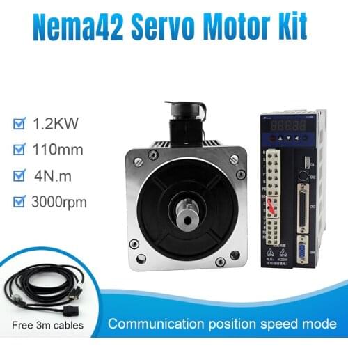110ST-M04030 220V 1.2KW AC Servo motor 3000RPM 4 N.M. 1200W servomotor 3-Phase ac drive permanent magnet Matched Servo Driver