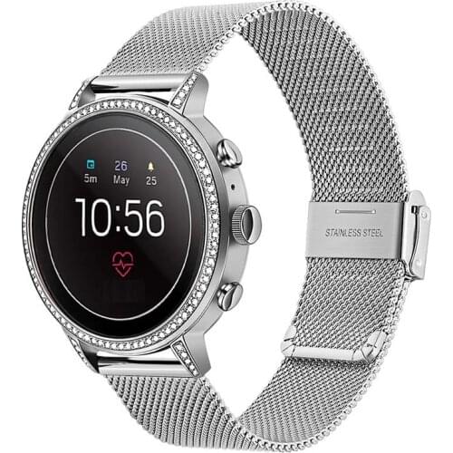 Mesh Stainless Steel Watchband 18mm for Fossil Womens Gen 4 Venture HR / Gen 3 Q Venture / Womens Sport Watch Band Wrist Strap