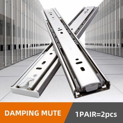 Cold Rolling Steel Drawer Slides10" - 20" Soft Close Drawer Track Rail Sliding Three-Section Cabinet Slides Furniture Hardware