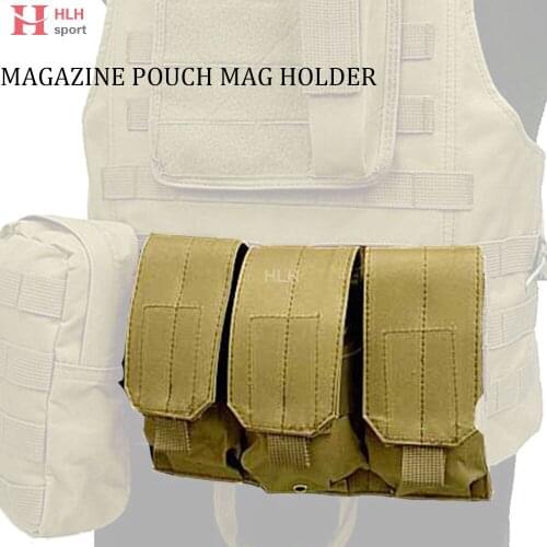 Tactical PALS Molle AR M4 M16 5.56 223 Triple Magazine Pouch Mag Holder For Pistol Handgun Hunting Camouflage Multicam equipment