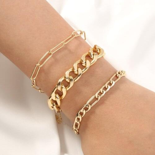 Punk Lady Customized Individuality Exaggerated Large Chain Bangle Simple Retro Alloy Bracelet Woman Jewelry Gift