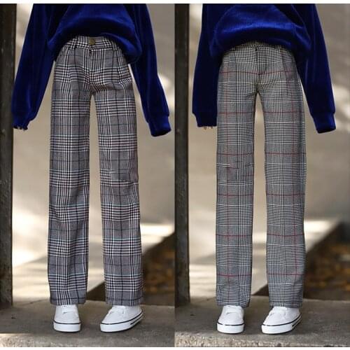 1/4 1/3 Scale BJD Clothes Casual Loose Plaid Wide Leg Pants For BJD/SD MSD SD13 SD17 SSDF Strong Uncle Doll Accessories C0912