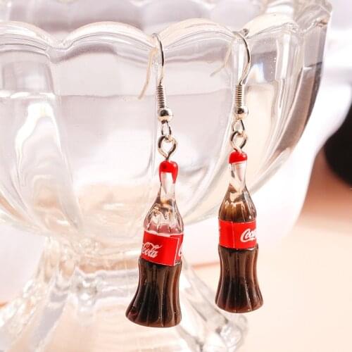 1Pair Women Drop Earrings 3D Simulation Drink Bottle Handmade Dangle Earrings For Girls Gift Jewelry