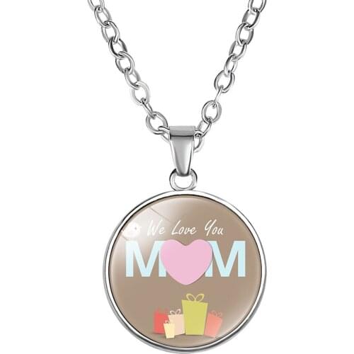 10PC We Love you Mom Best Mom Ever Charm Necklace Round Pendant Lovely Jewelry Pendant Necklace For Women Unisex Girl Gifts