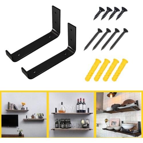 2Pcs Wall Mounted Bracket Fastener Shelf Table Furniture Holder Frames Accessories Fittings Floating Wooden Shelf Stand