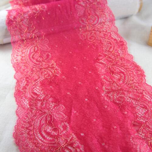 2 Yards 19cm Width Gold Thread Two Colors Elastic Stretch Lace Trim Craft Sewing Elastic Lace Doll Handmade Materials