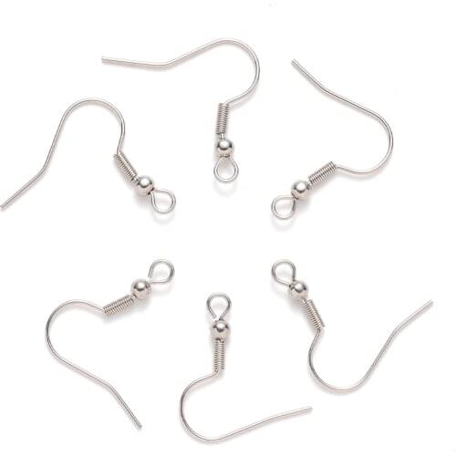 200pcs Stainless Steel Earring Hook Ear Wire Clasps Hook For Jewelry Findings Making Earrings Supplies Wholesale 21x22mm