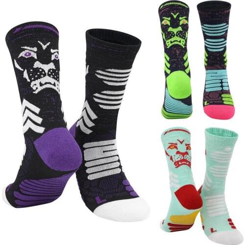 3 Pairs Basketball Socks Athletic Sports Compression Crew Socks 3 Colors Blue White + Black Purple + Black Men Women Outdoor
