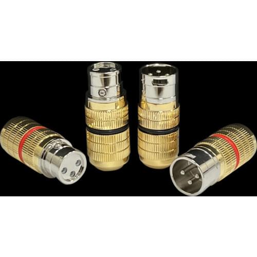 4Pcs Audiophile CGF Hifi XLR Plug Gold 3 Pins XLR Male & Female Connector for DIY Audio Balance Cable