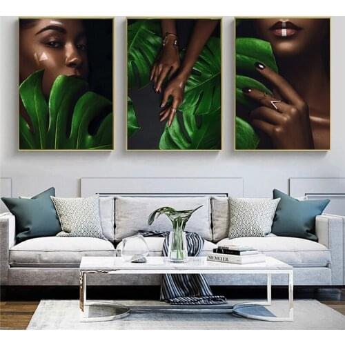 Black Lady Lips Hand Eye Gaze Abstract Canvas Fashion Print Manicure Art Poster Living Room Bedroom Home Decoration Painting