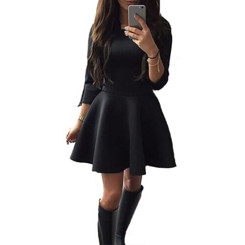 AECU11 Dress Female Half-Sleeve A-Line Dress Pleated Sexy Ladies Evening Party Bodycon Mini Vestidos Party Dress For Women