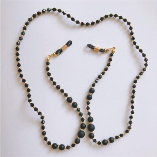 Gold Black Rhinestone Beaded Chain Sunglasses Chains Necklace Reading Glasses Cord Holder Neck Strap Rope for Eyewear Face Mask