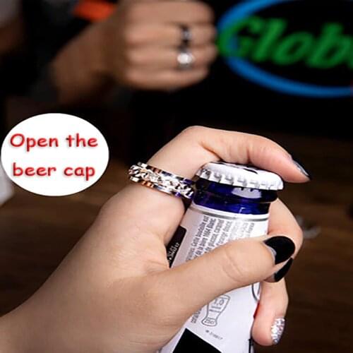 The Titanium Steel Chain Turns The Ring To Turn The Jewelry Net Red All Love To Open The Beer Ring Party Gift Lovers Can Wear