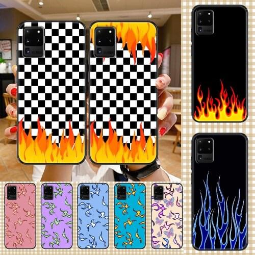 Aesthetics Art luxury Fashion Flame Phone case For Samsung Galaxy Note 4 8 9 10 20 S8 S9 S10 S10E S20 Plus UITRA Ultra black