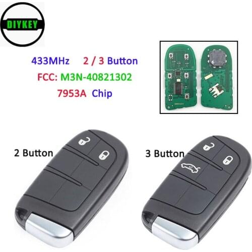 DIYKEY Smart Remote Key Fob 2 / 3 Button 433MHz 7953A for Chrysler 300 Dodge Charger Dart Durango 2011-2018 FCC:M3N-40821302