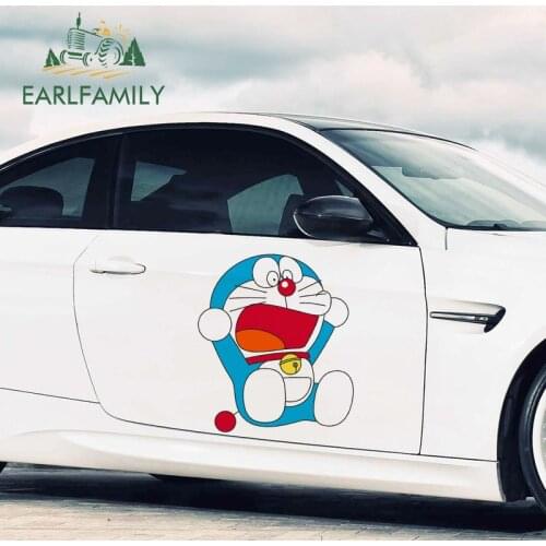EARLFAMILY 43cm x 38.3cm For Doraemon Waterproof Car Stickers Vinyl Material Decal Personality Motorcycle For JDM SUV RV