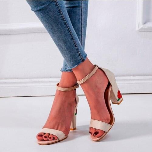 Elegant thick heels shoes woman 2021 summer sandals women shoes solid zipper shoes women sandals platform high heels
