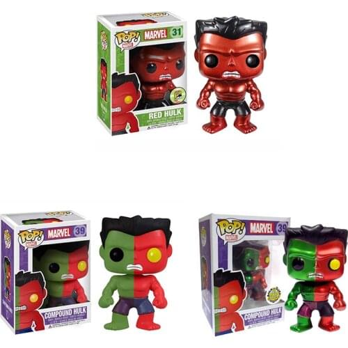 FUNKO POP Figure Toys #39 Compound Hulk (Metalic ) #31 Red Hulk Action Figure Toys Funny Movie Doll Gifts for Kids Boys