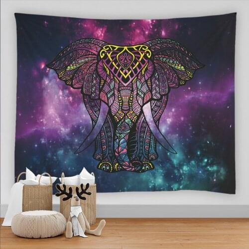 Indian Style Elephant Tapestry Wall Hanging Yoga Mat for Home Bedroom Decor Mandala Psychedelic Polyester Wall Cloth Tapestry