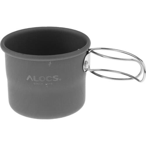 150ml/5.3oz Aluminum Alloy Cup Coffee Mug with Foldable Handle for Camping Hiking Travel Fishing
