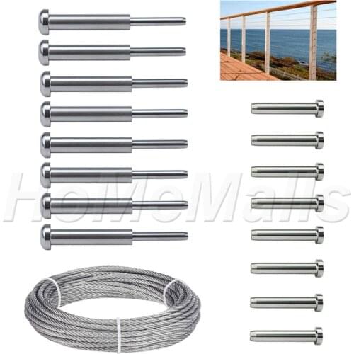 316 Stainless Steel Cable Railing Kits 8pcs Invisible Turnbuckle Tensioners And Terminal Anchors For Metal Railing Wood Baluster
