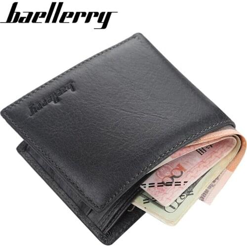 Baelerry Men Wallet Short Bifold PU Leather Men Purses Multifunction Coin Bag Zipper Small Money Purses Clutch Money Clip